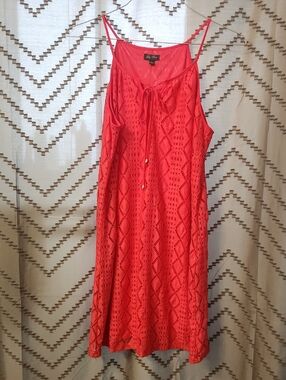 New Coral Lace Crochet Dress